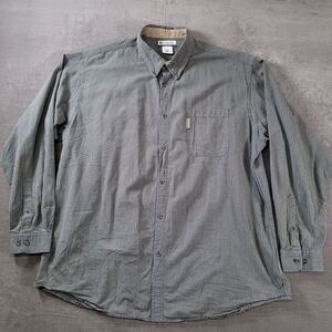 Columbia Vintage Green Checked Long Sleeve Button Up Mens 3XLT Tall‎